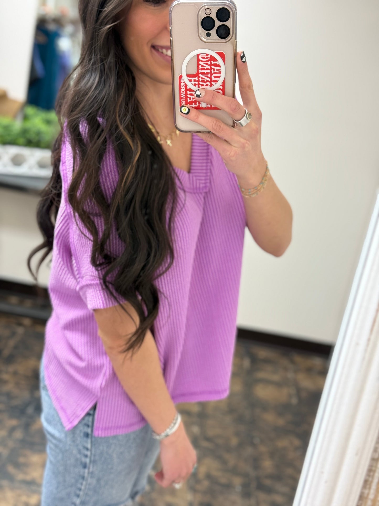 The Roxie Corded Top - Spring Violet