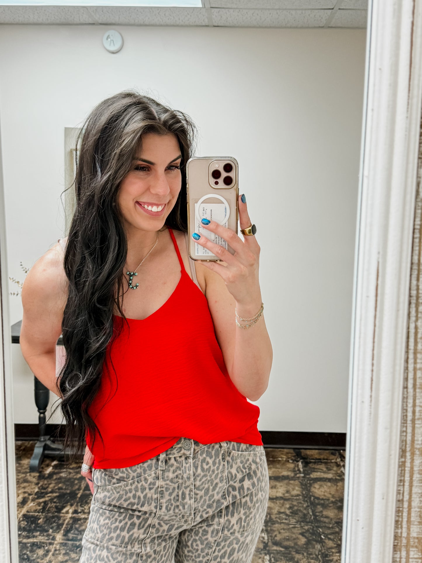 FINAL SALE - The Parker V-Neck Cami - Tomato
