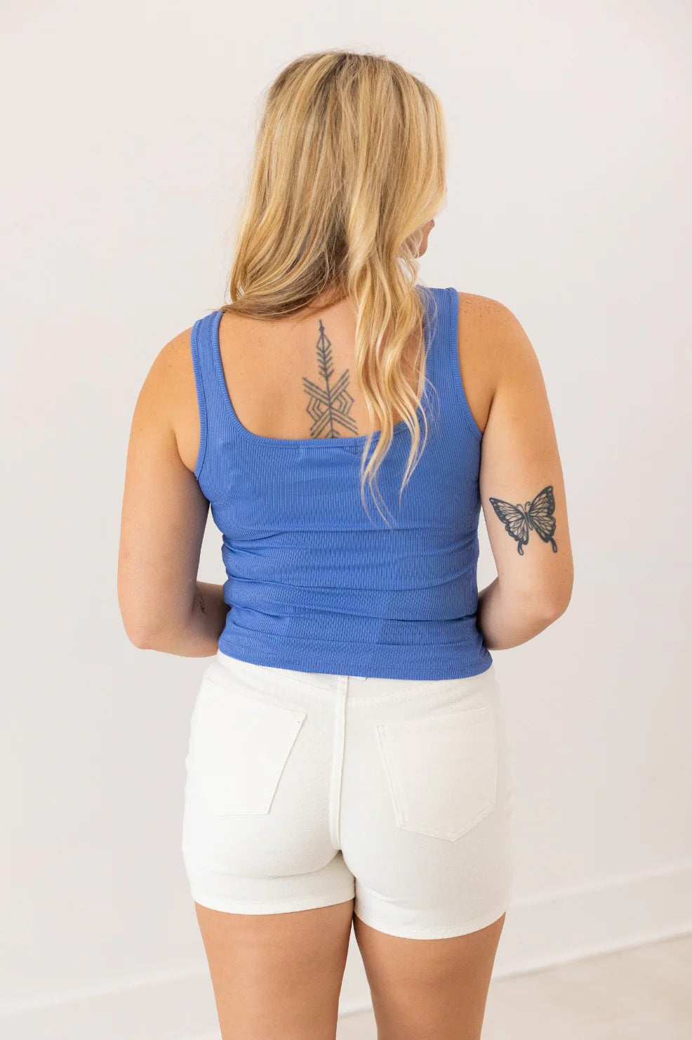 FINAL SALE - The Bella Ribbed Tank Top - Blue
