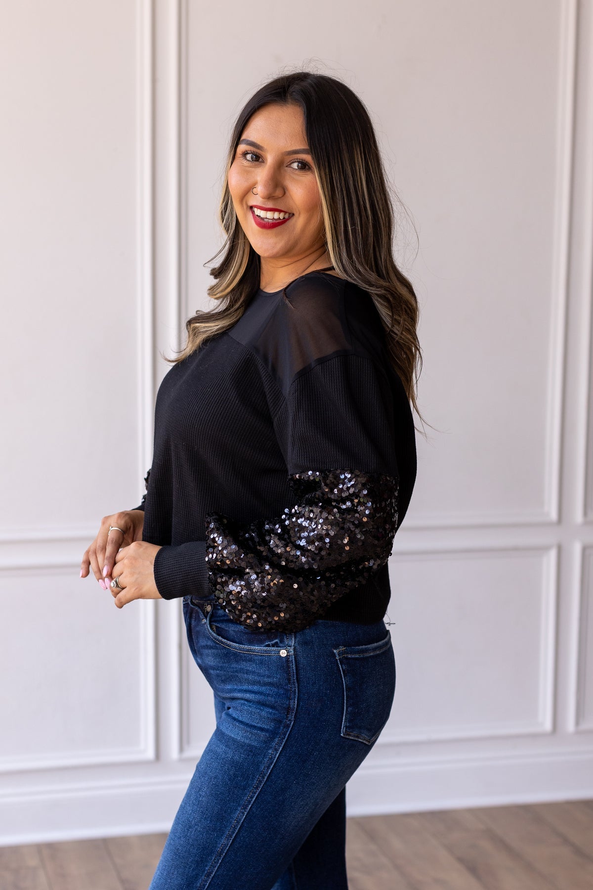FINAL SALE - The Holiday Glam Top - Black