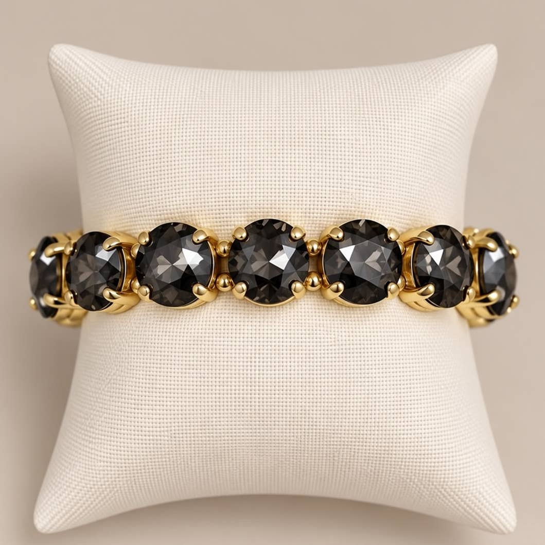 Gemmies Stretch Bracelet - Oval Stones - Black