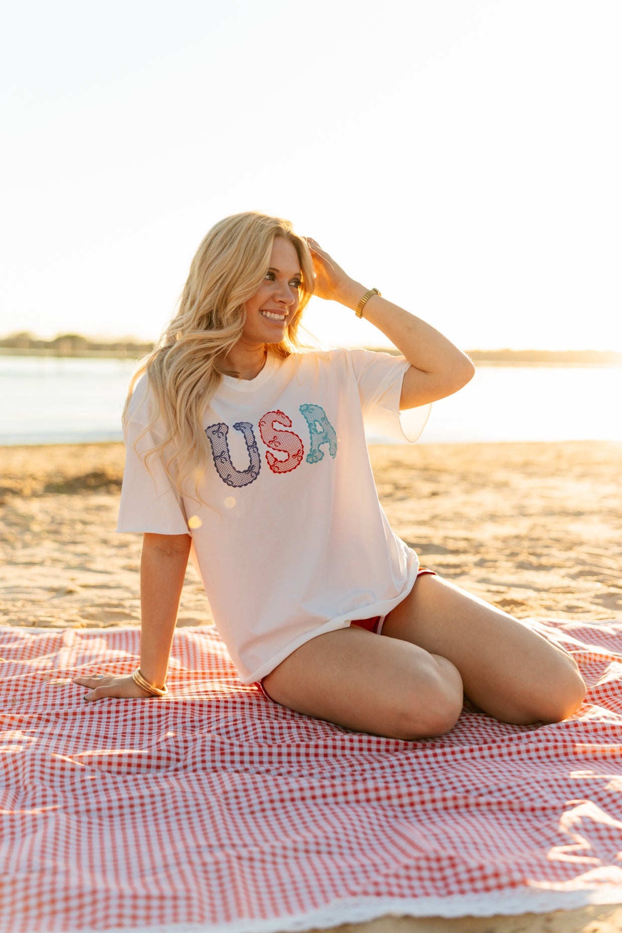 The USA Lace Bows Boxy Tee