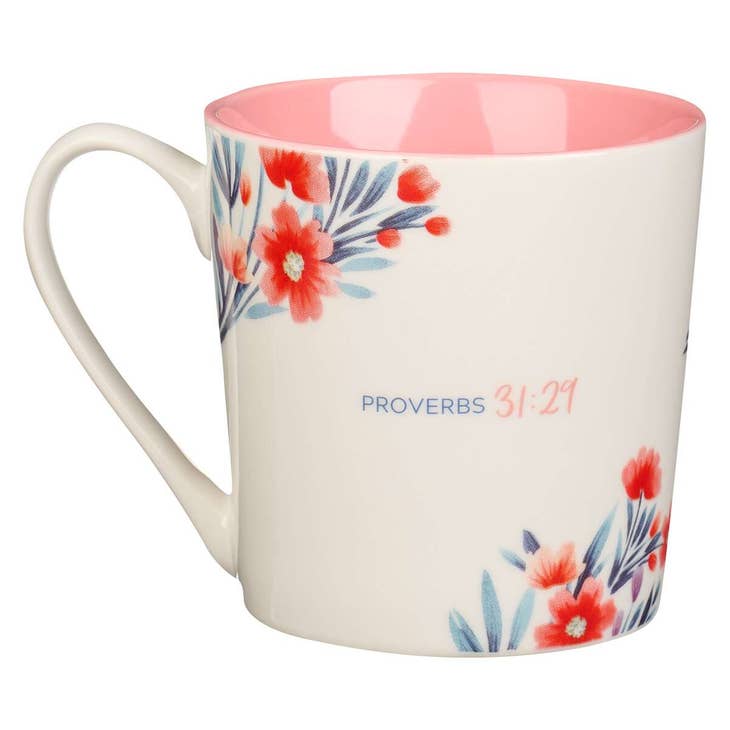 Sister Pink Floral Coffee Mug - Proverbs 31:29
