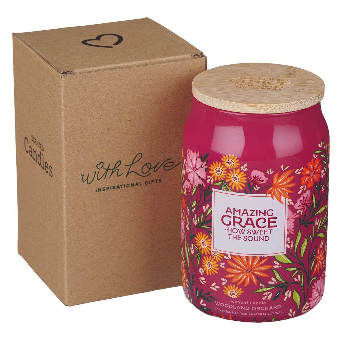 Glass Candle w/ Bamboo Lid - Amazing Grace