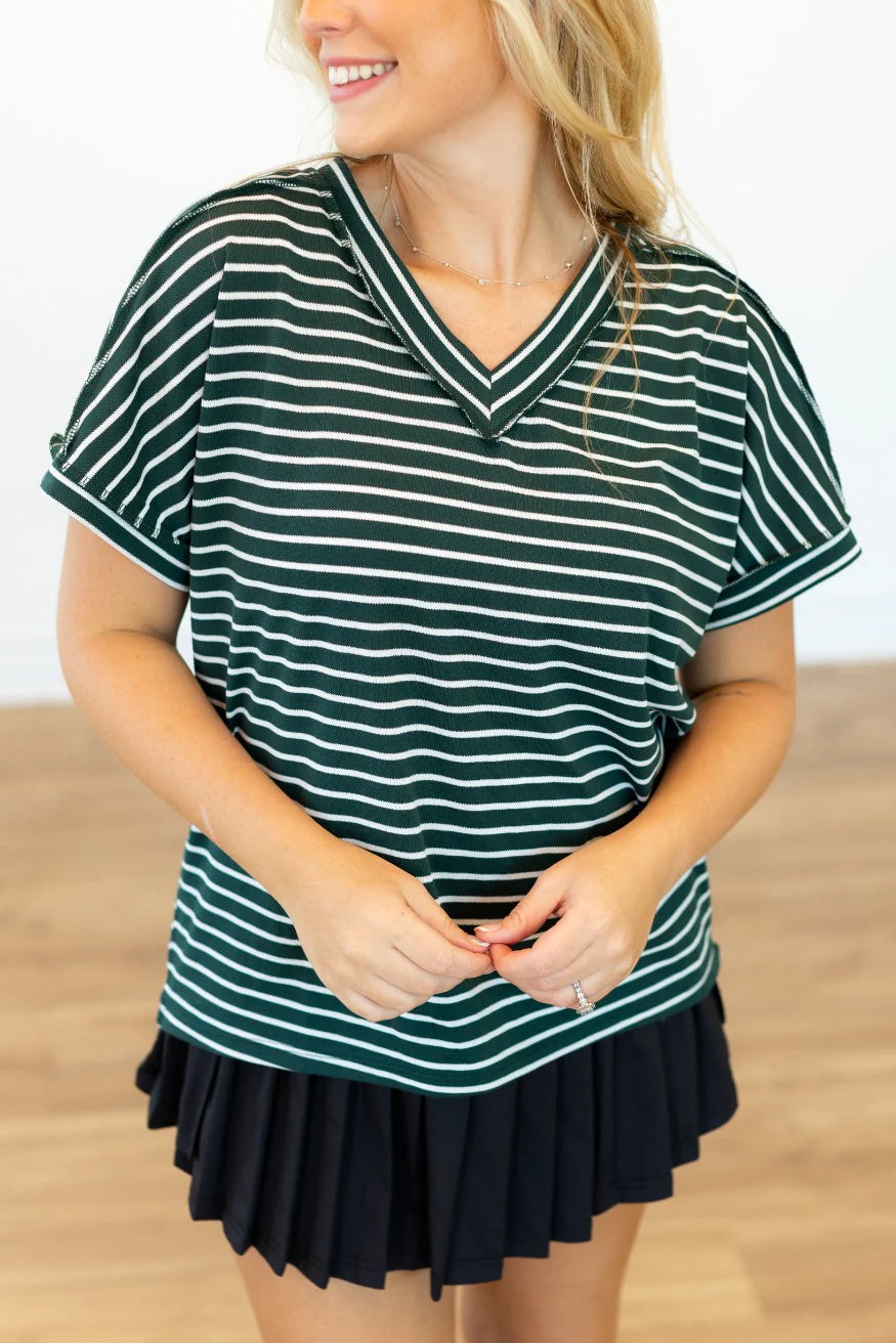 The Lucy Striped Top - Green