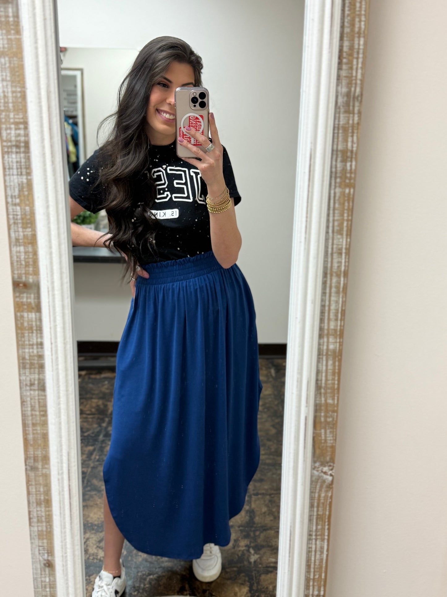 The Amara Maxi Skirt - Light Navy - CURVY