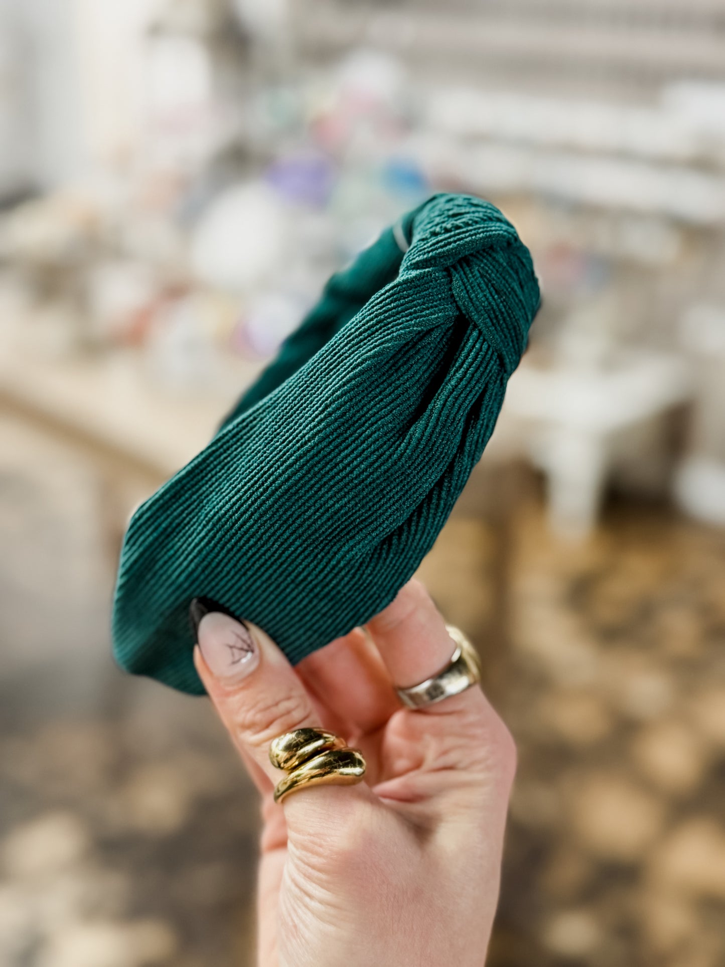 The Cory Knotted Corduroy Headband - Emerald
