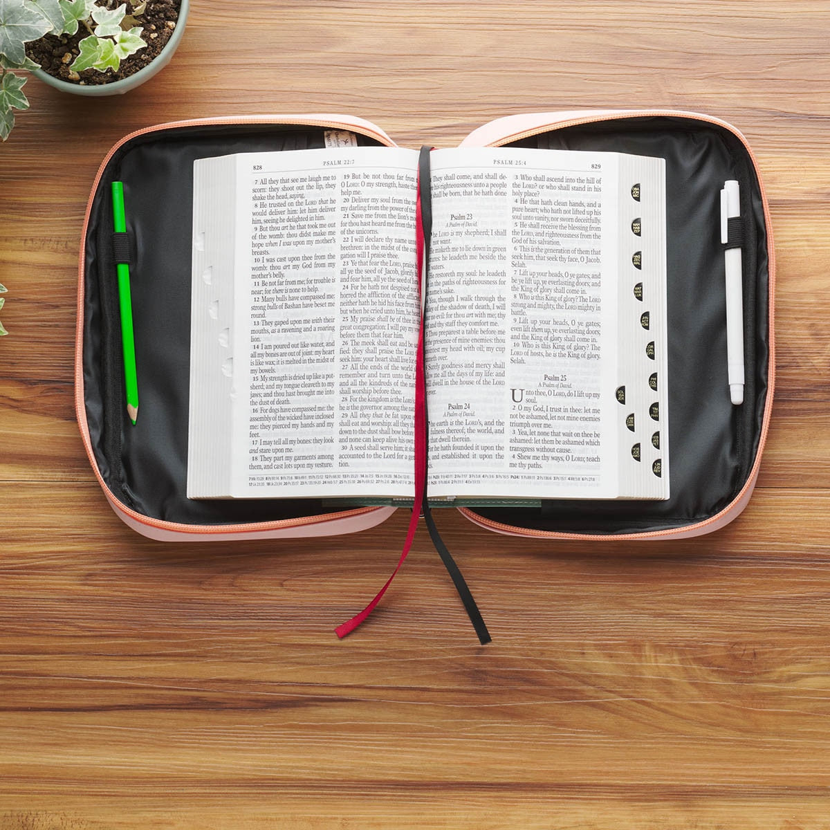 Trust in the Lord Peach Floral Faux Leather Bible Cover - Proverbs 3:5