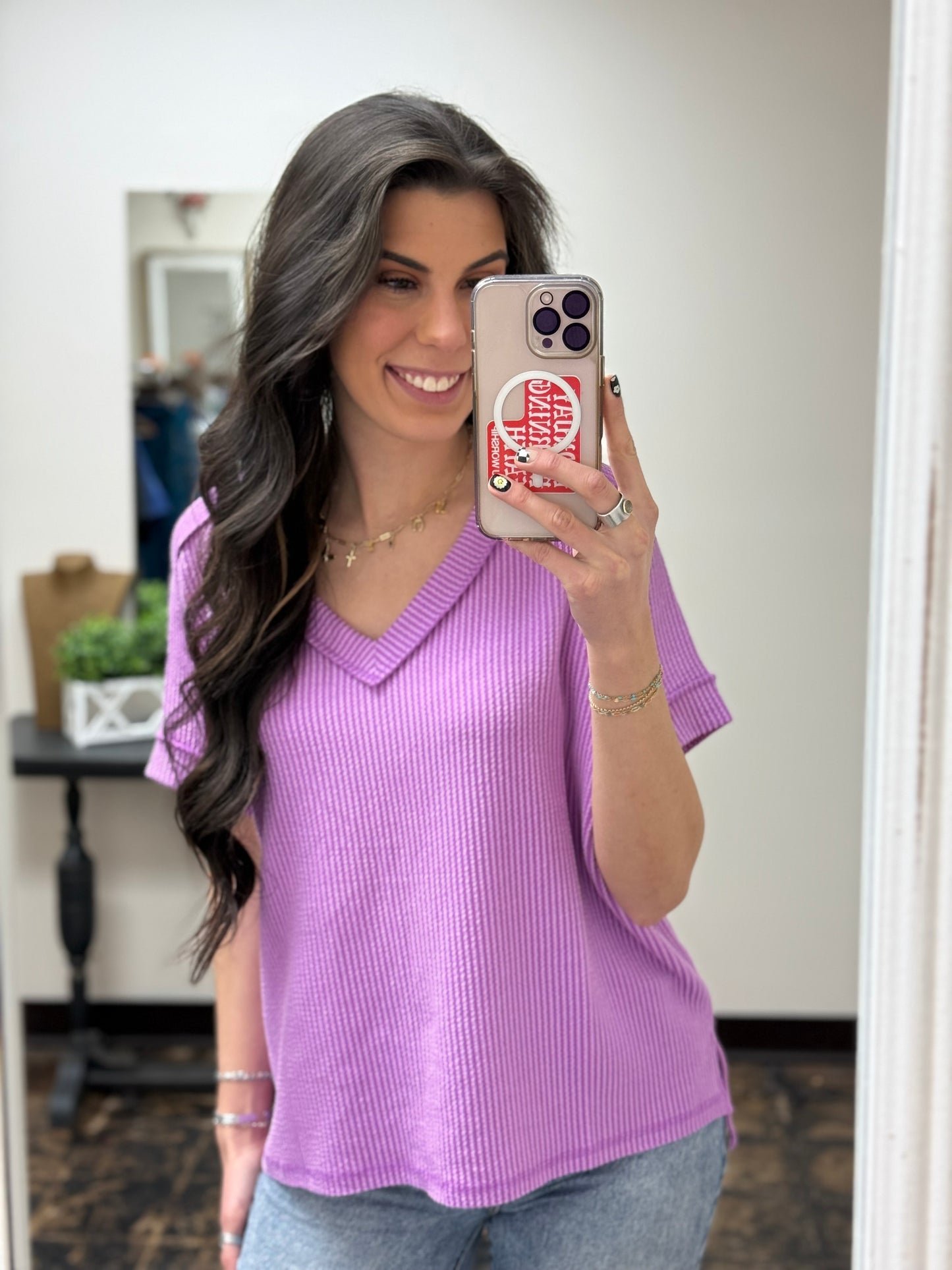 The Roxie Corded Top - Spring Violet