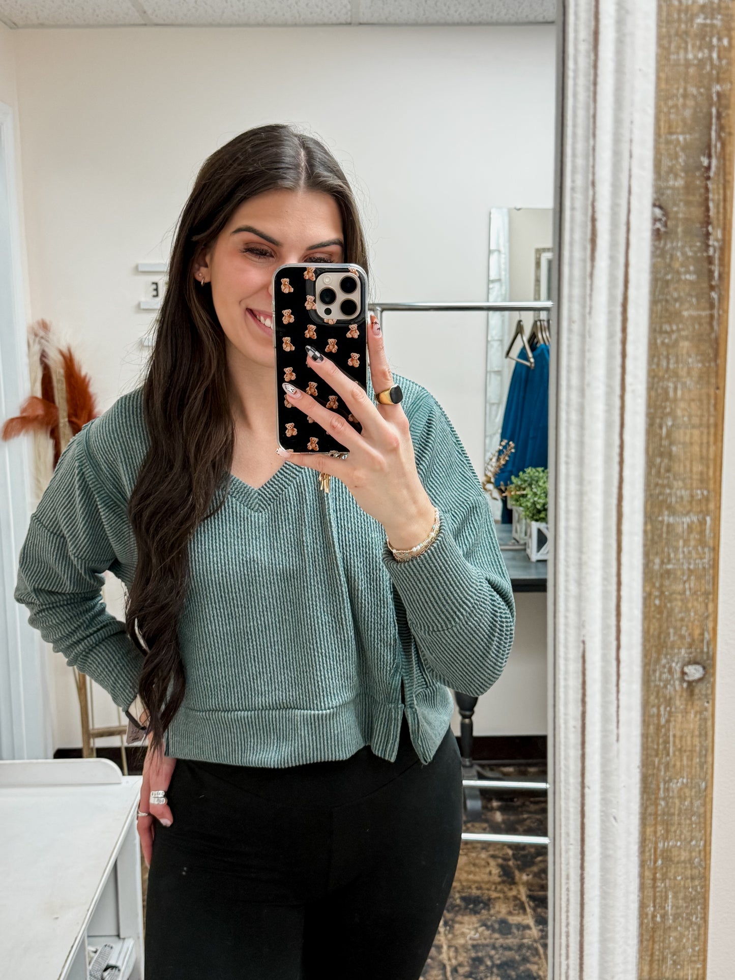 Simply Southern - Corded Knit Sweater - Jade