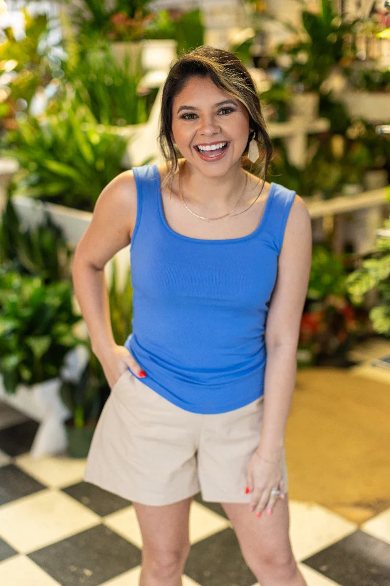 FINAL SALE - The Bella Ribbed Tank Top - Blue