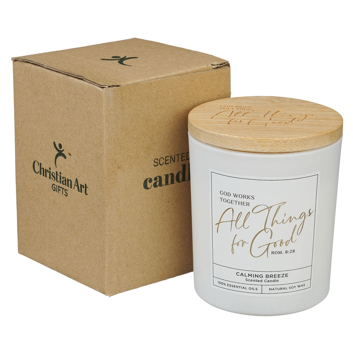 All Things For Good Calming Breeze Glass Jar Candle - Romans 8:28