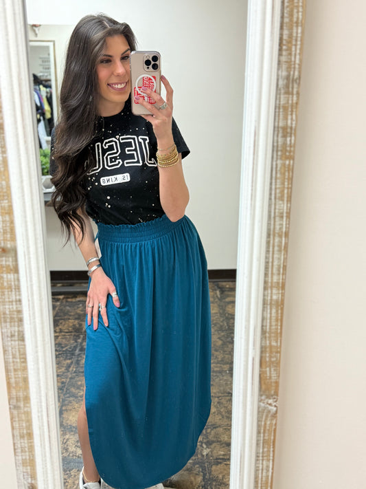 The Amara Maxi Skirt - Teal - CURVY