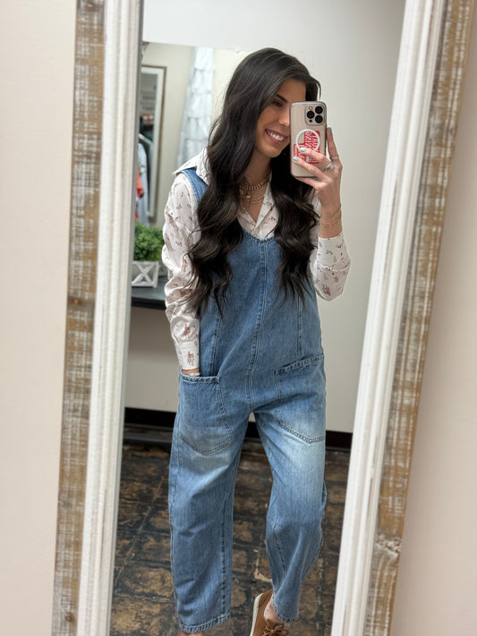 The Malia Jumpsuit - Medium Wash