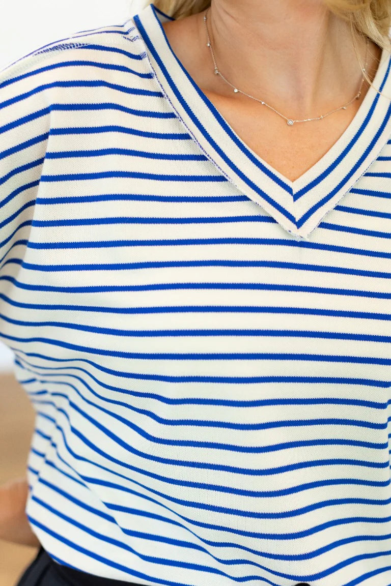 The Lucy Striped Top - Blue