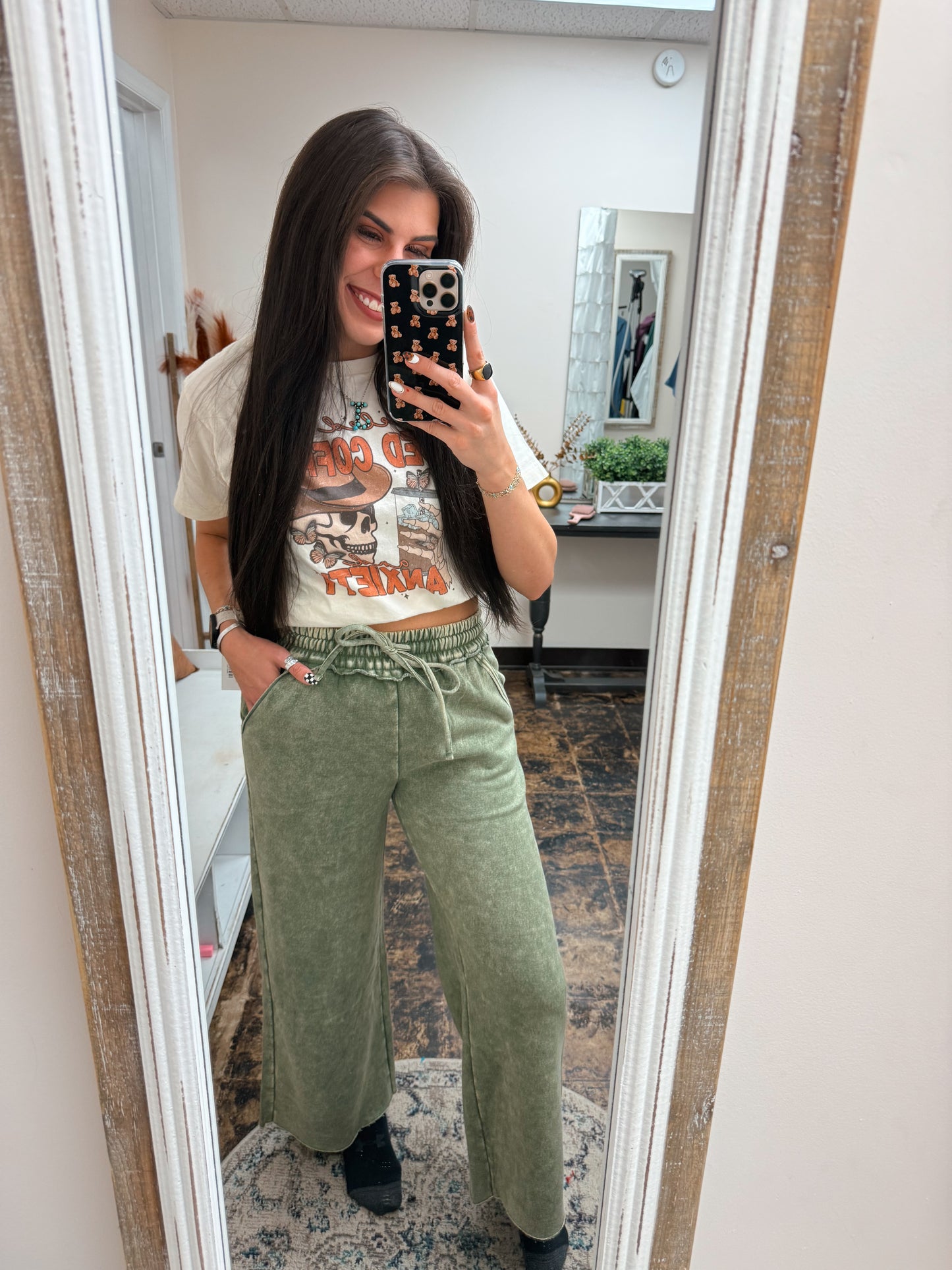The Cambree Palazzo Sweatpants - Light Olive