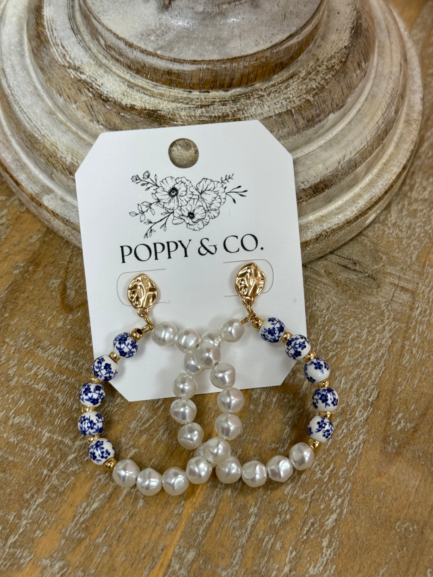 The Jaina Earrings - Blue/White