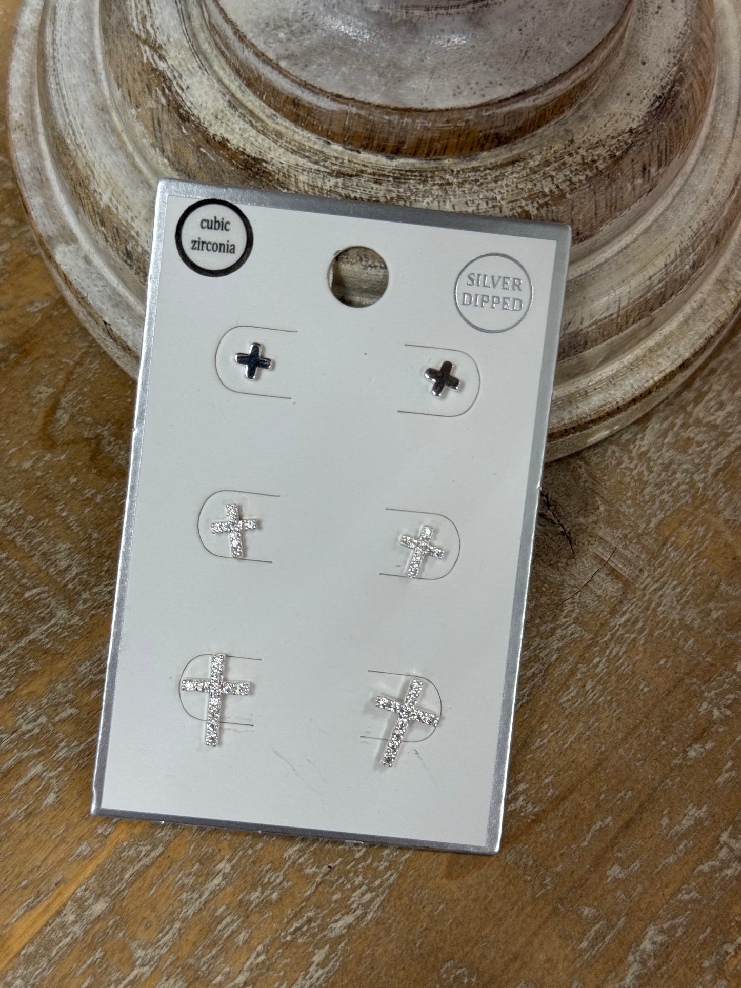 The Cross Stud Earring Set - Silver Dipped