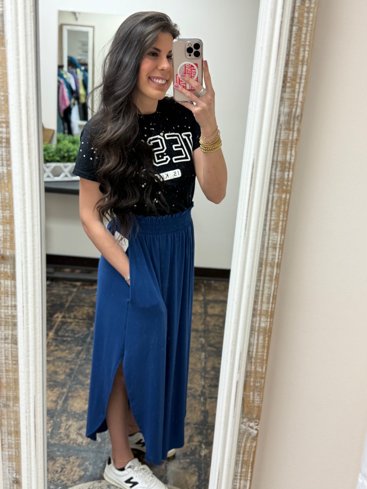 The Amara Maxi Skirt - Light Navy - CURVY