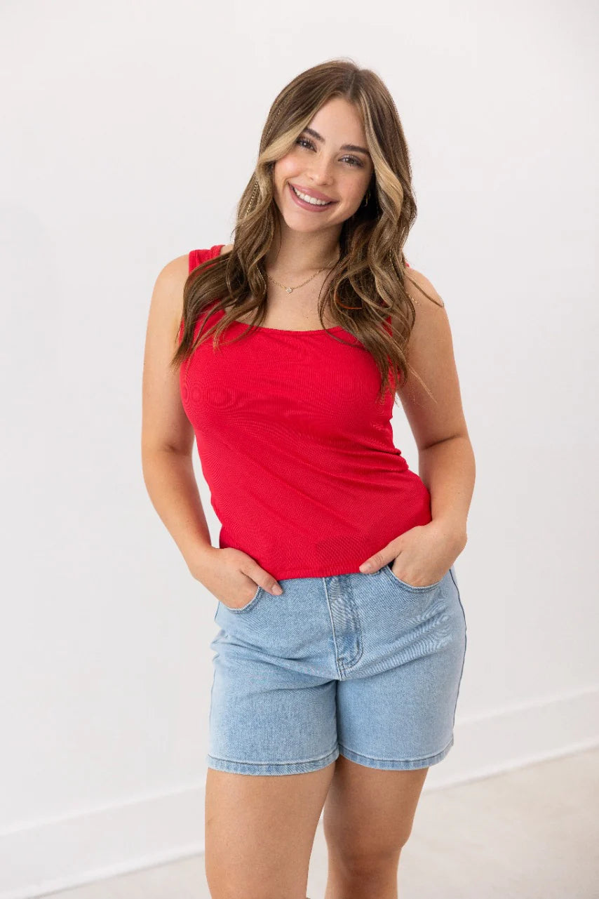 FINAL SALE - The Bella Ribbed Tank Top - Red