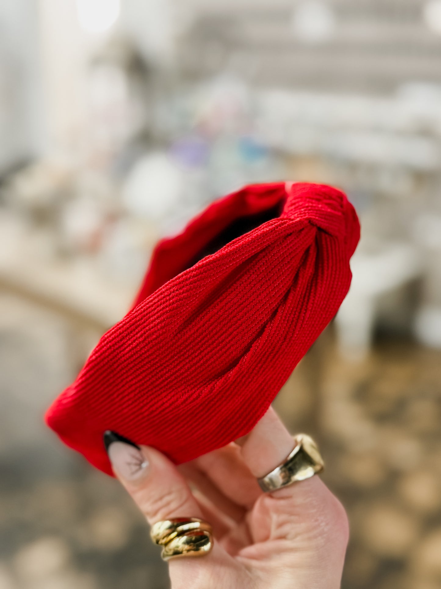 The Cory Knotted Corduroy Headband - Red