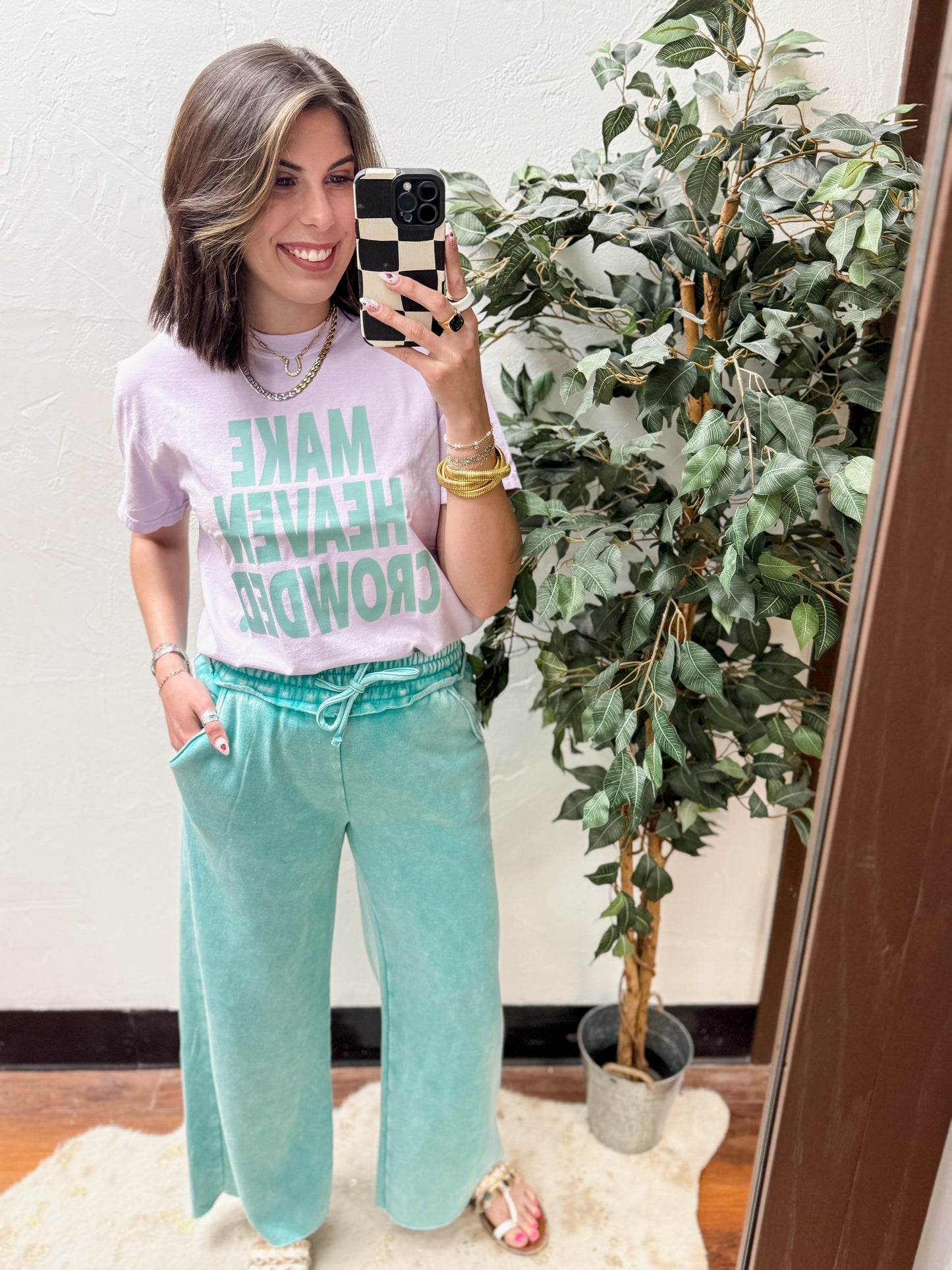 The Cambree Palazzo Sweatpants - Turquoise
