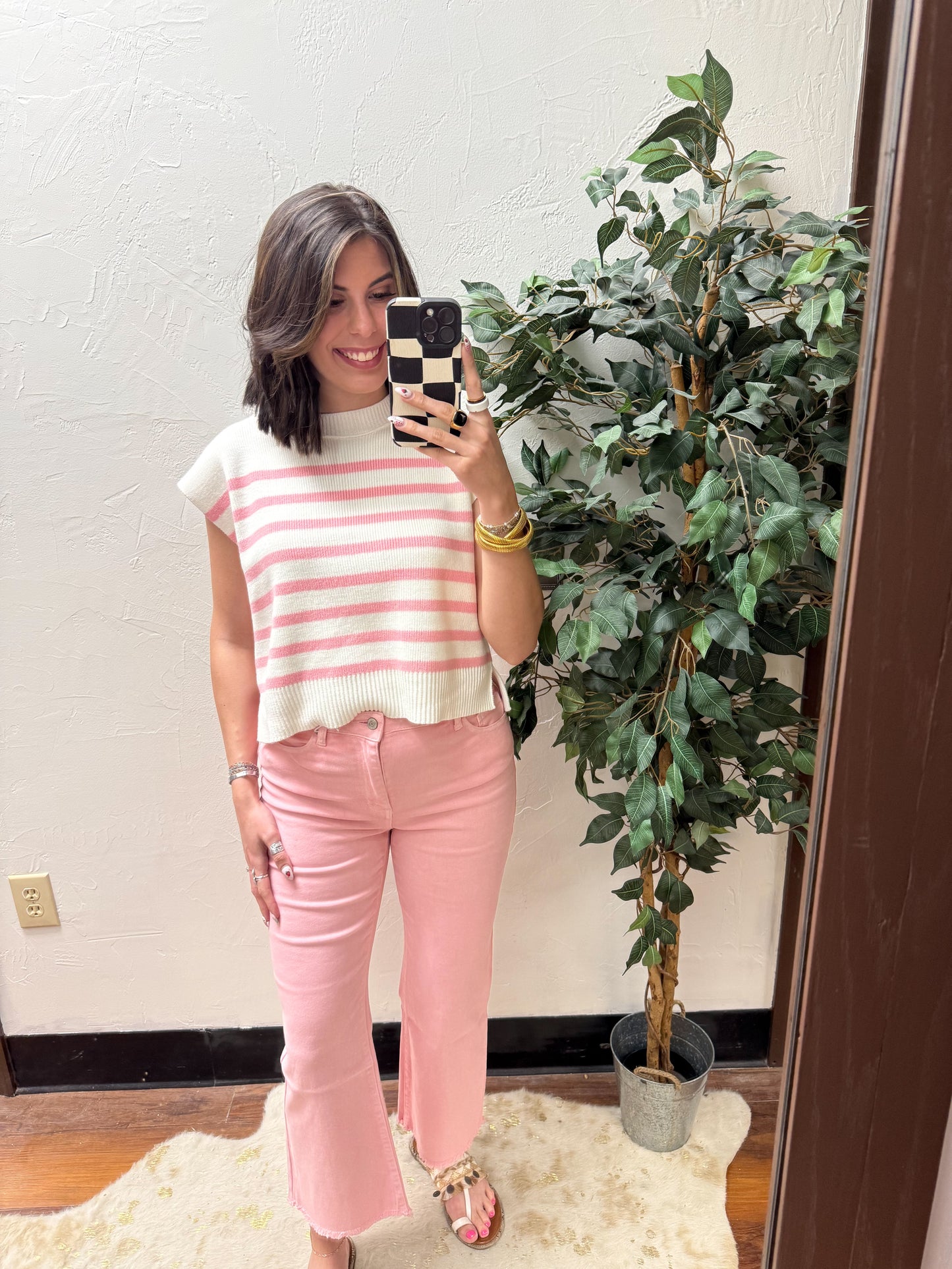 The Jennie Oversized Stripe Sweater - Pink