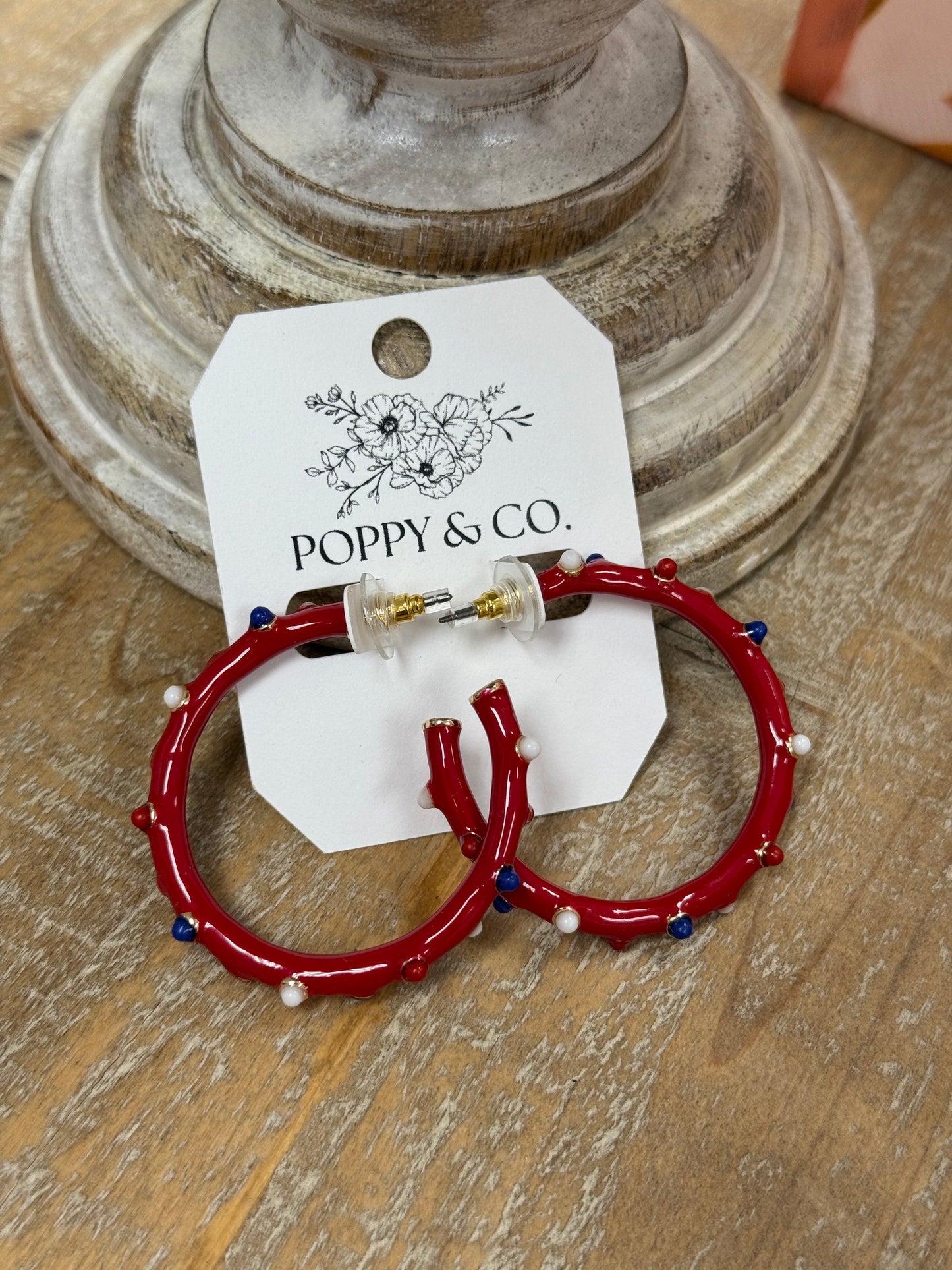 The Americana Large Hoops - Red