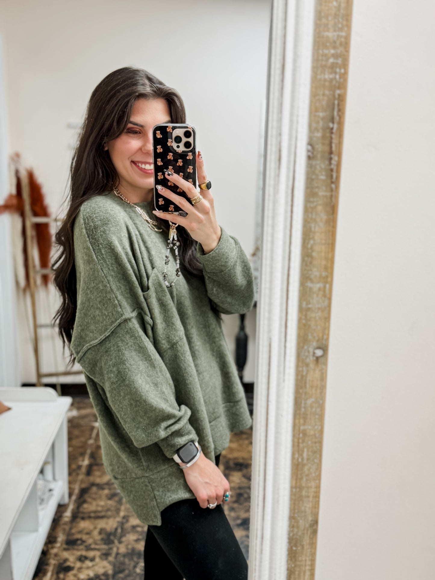 The Tangee Melange Sweater - Dark Olive