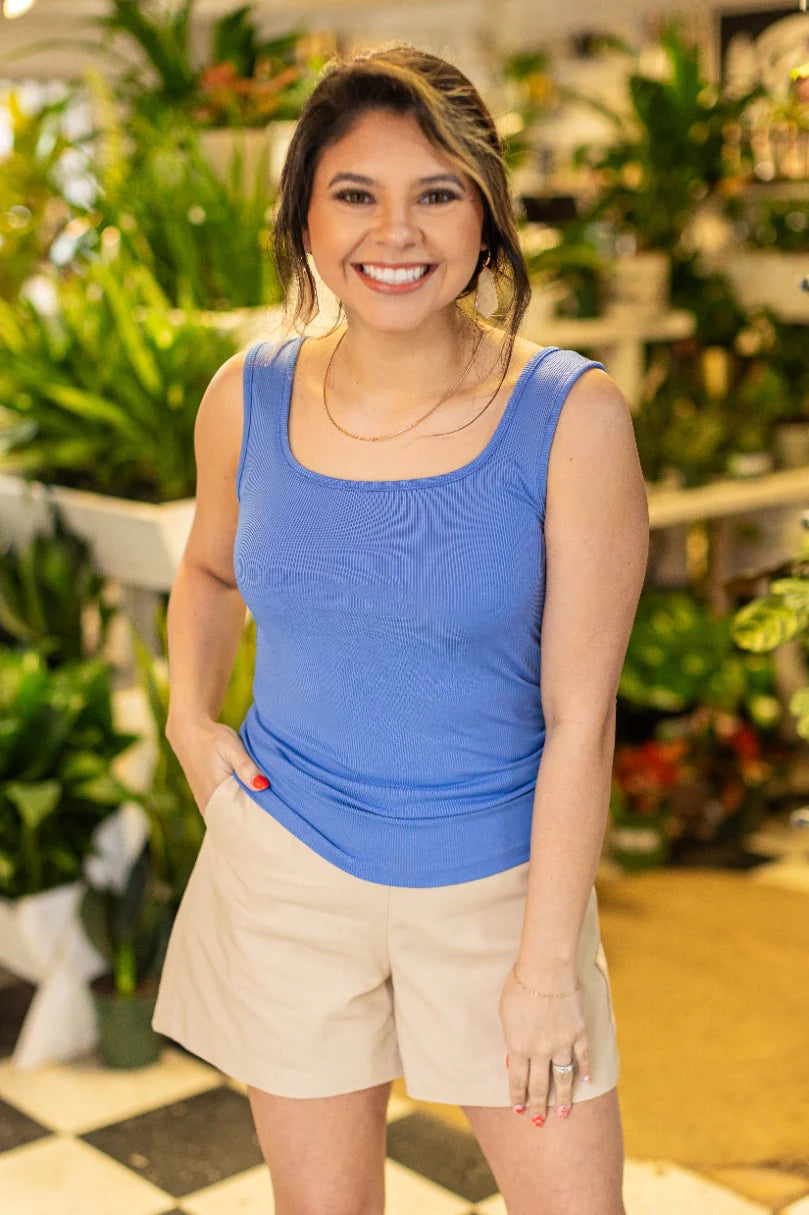FINAL SALE - The Bella Ribbed Tank Top - Blue
