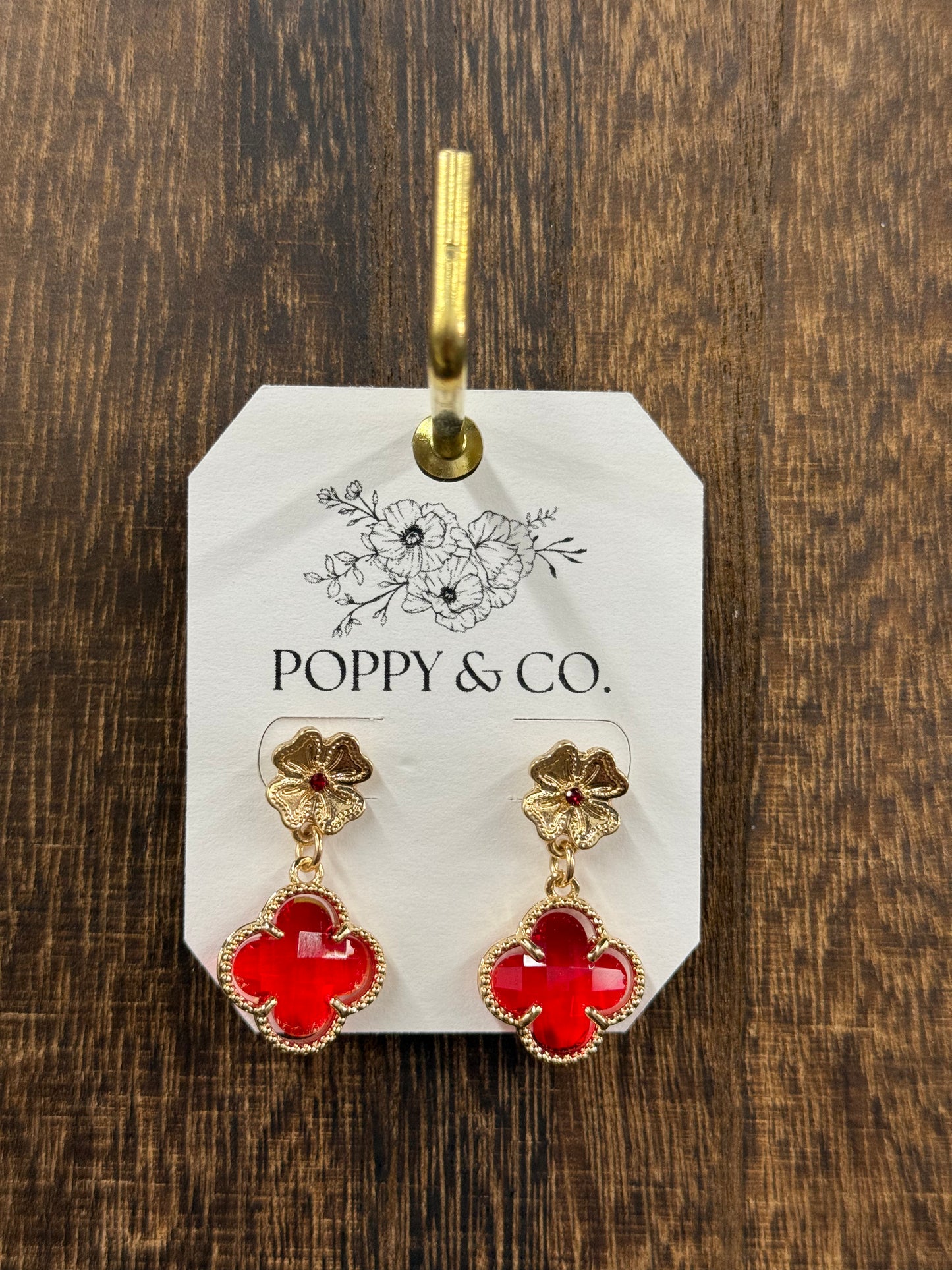 The Edith Earrings - Gold/Red