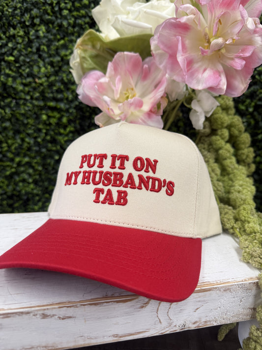 The Put It On My Husband's Tab Hat - Red
