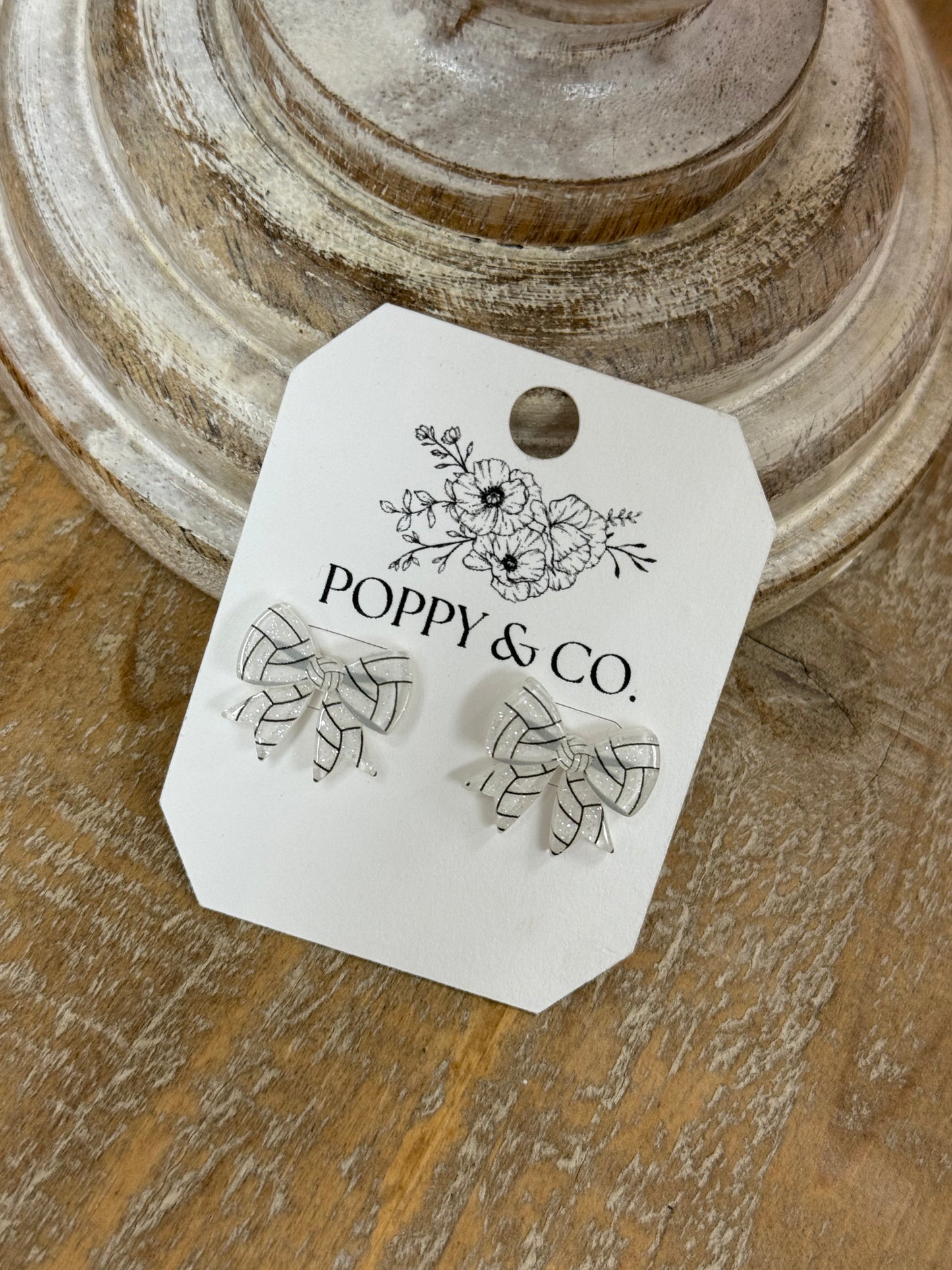 The Volleyball Bow Stud Earrings