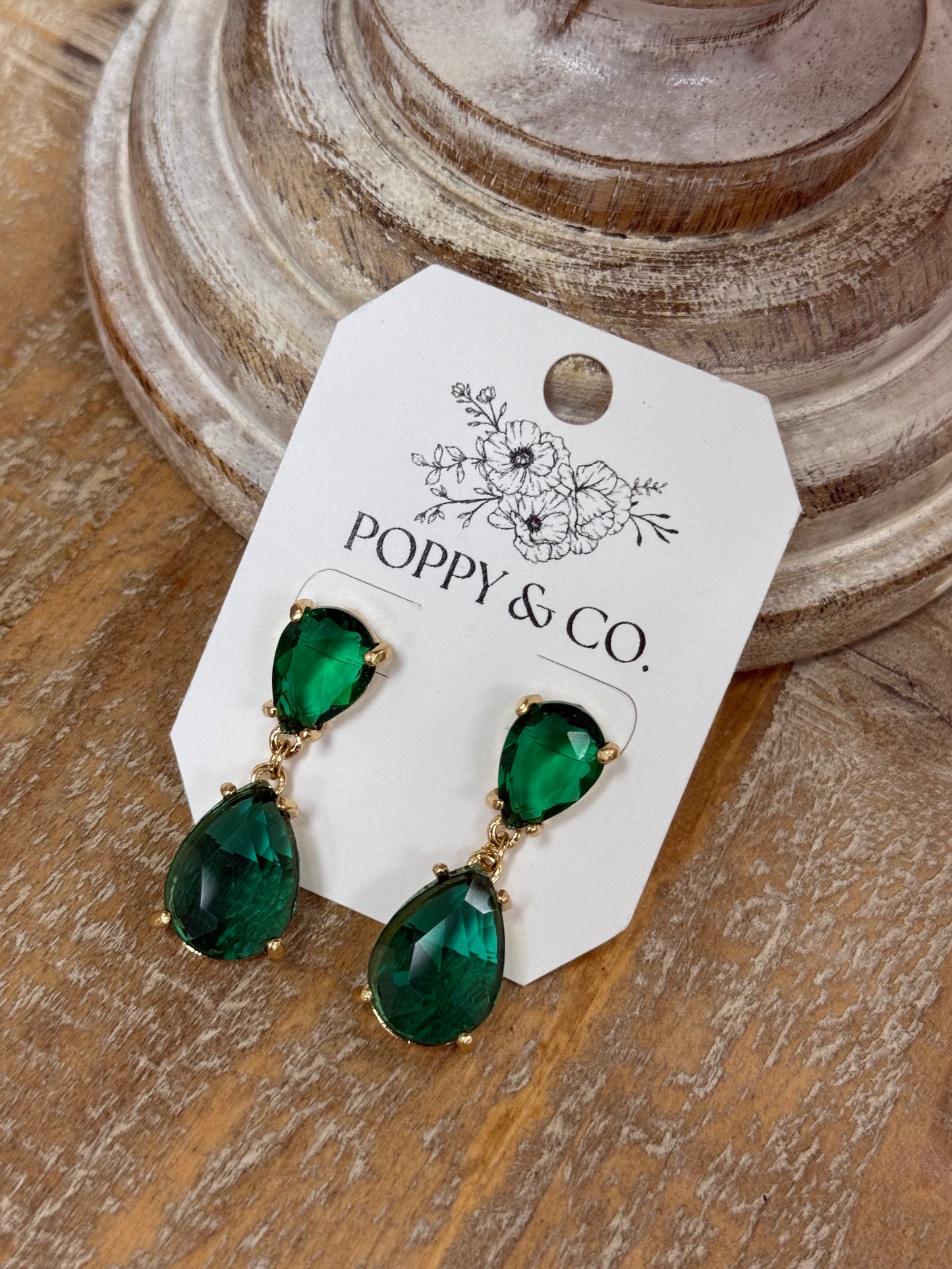 The Christie Earrings - Gold/Emerald