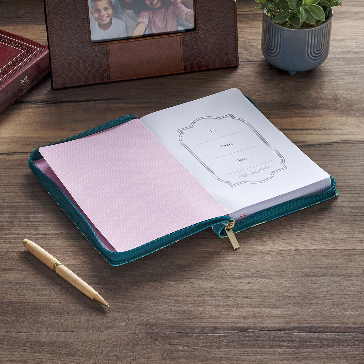 Love the Lord Zippered Teal Floral Journal Matt. 22:37