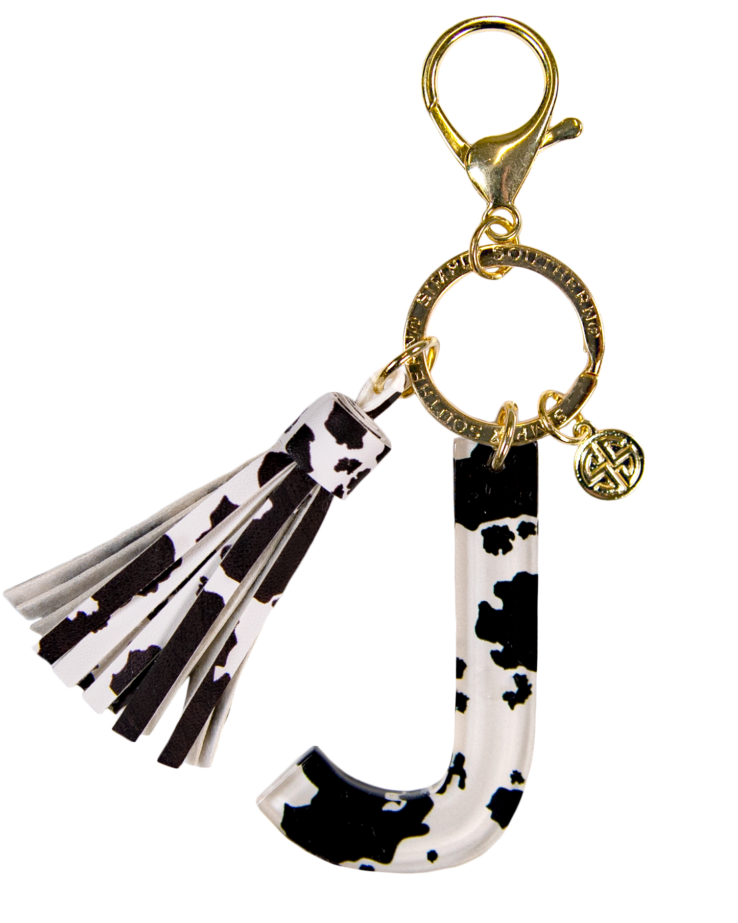 FINAL SALE - Simply Southern - Cow Initial Charm Keychain
