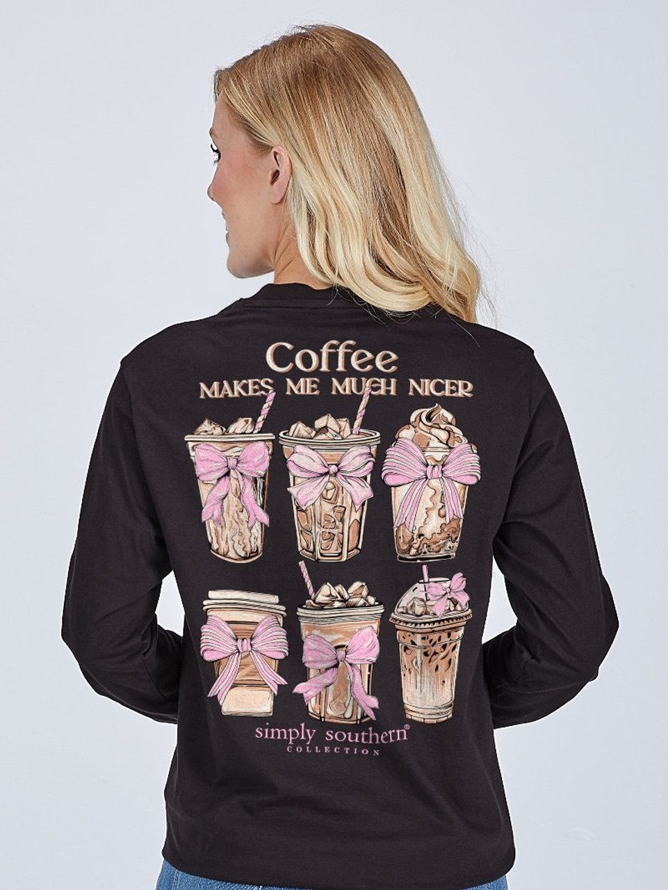 Simply Southern - Coffee Makes Me Nicer Long Sleeve Tee - 2025