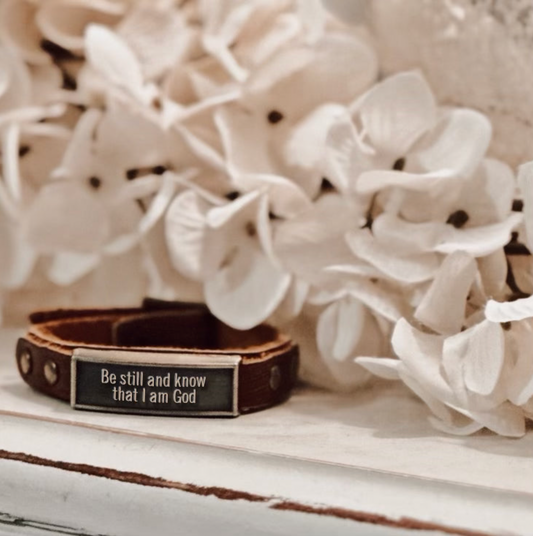 FINAL SALE - The Leather Wristlet : Be Still & Know