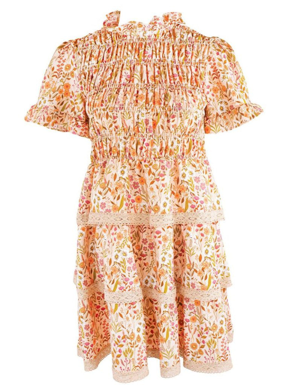 FINAL SALE - Simply Southern - Tan Floral Field Smocked Dress