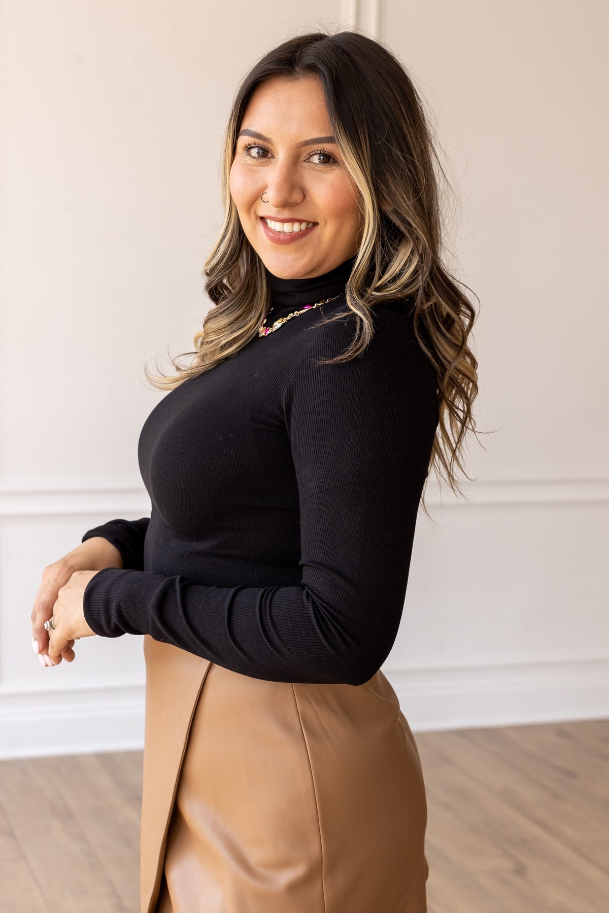 FINAL SALE - The Georgina Fitted Turtleneck - Black