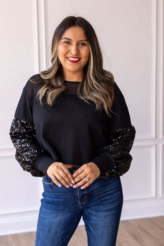 FINAL SALE - The Holiday Glam Top - Black
