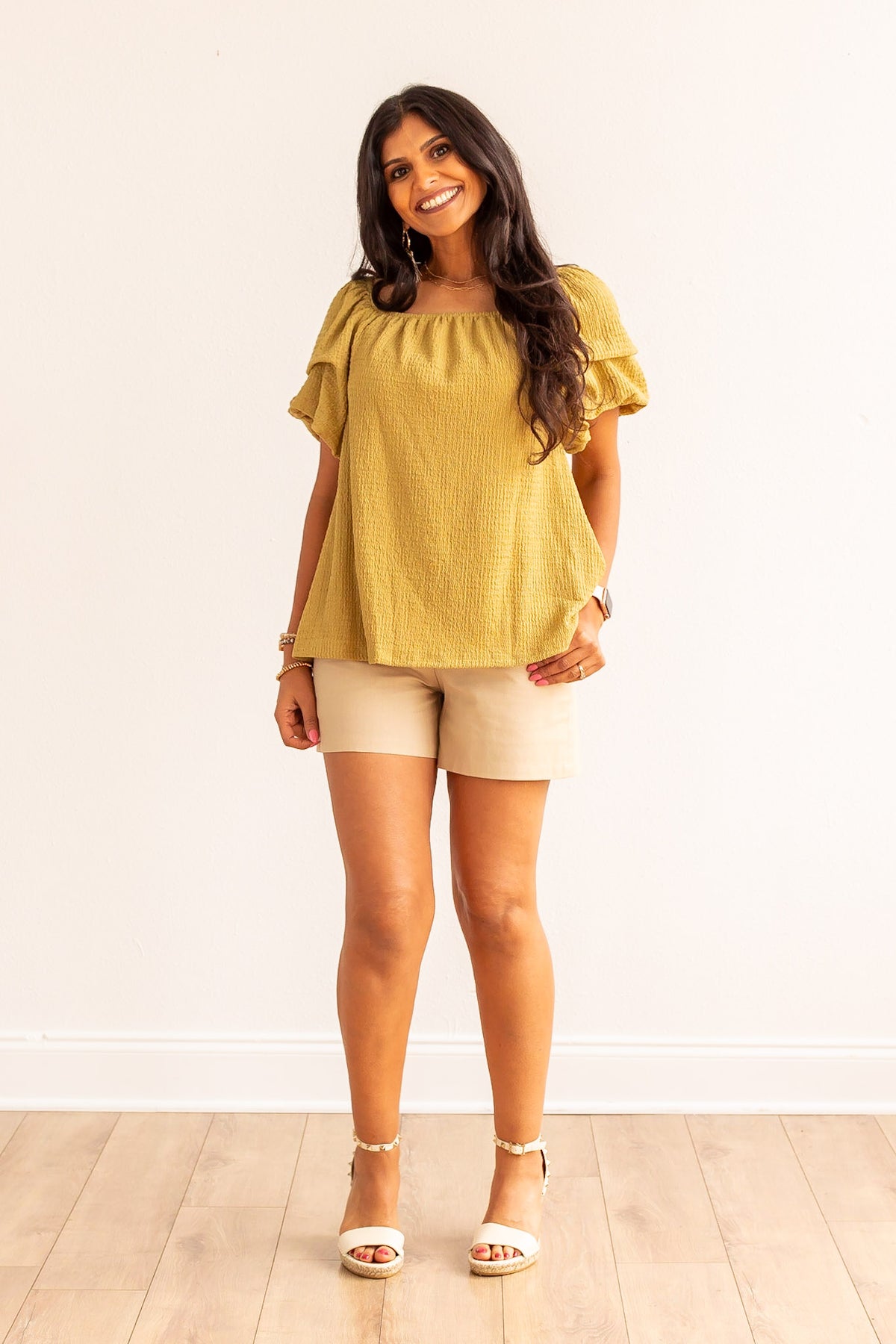 Final Sale - The With a Twist Puff Sleeve Top - Green
