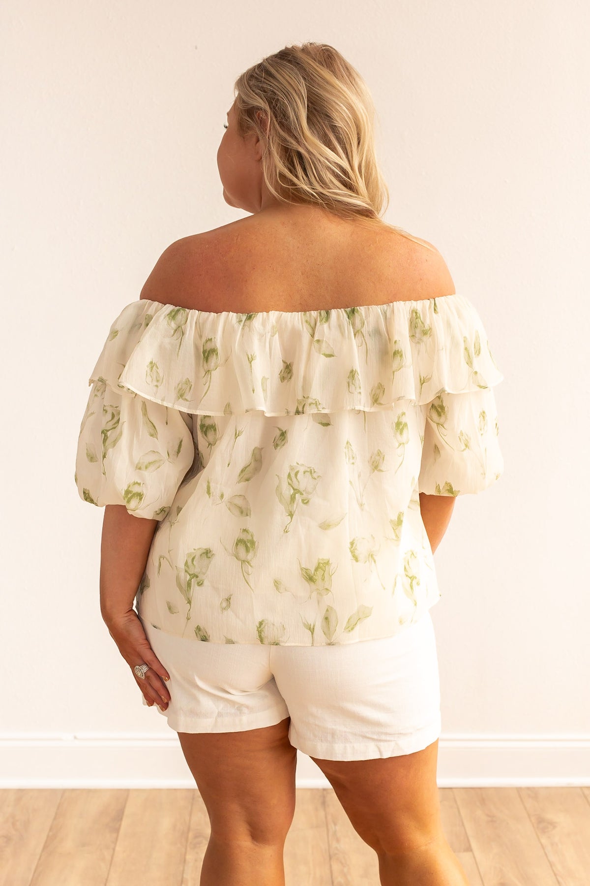 FINAL SALE - The Garden Rose Cream & Sage Ruffle Blouse
