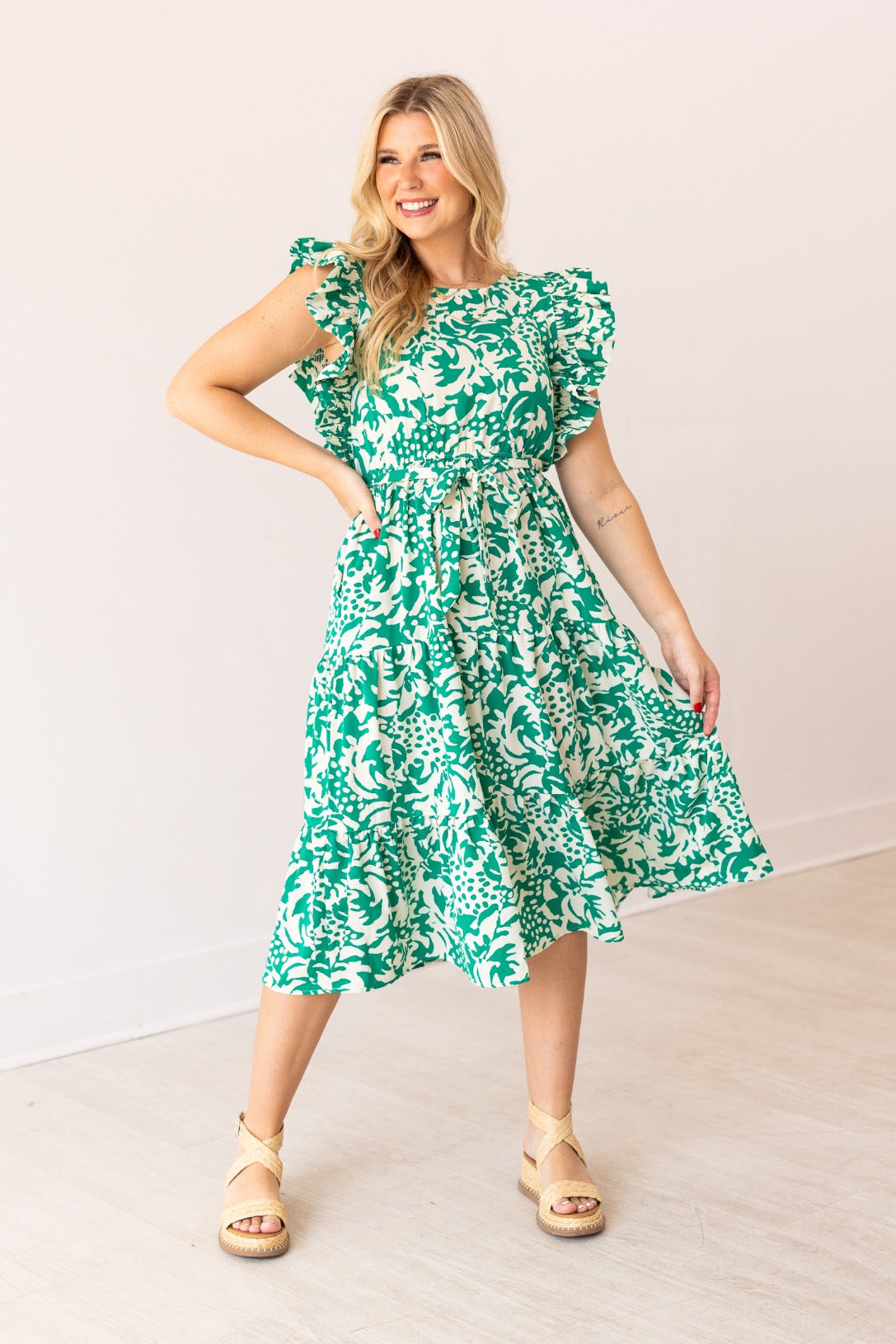 FINAL SALE - The Kinley Dress - Green - *missing button*