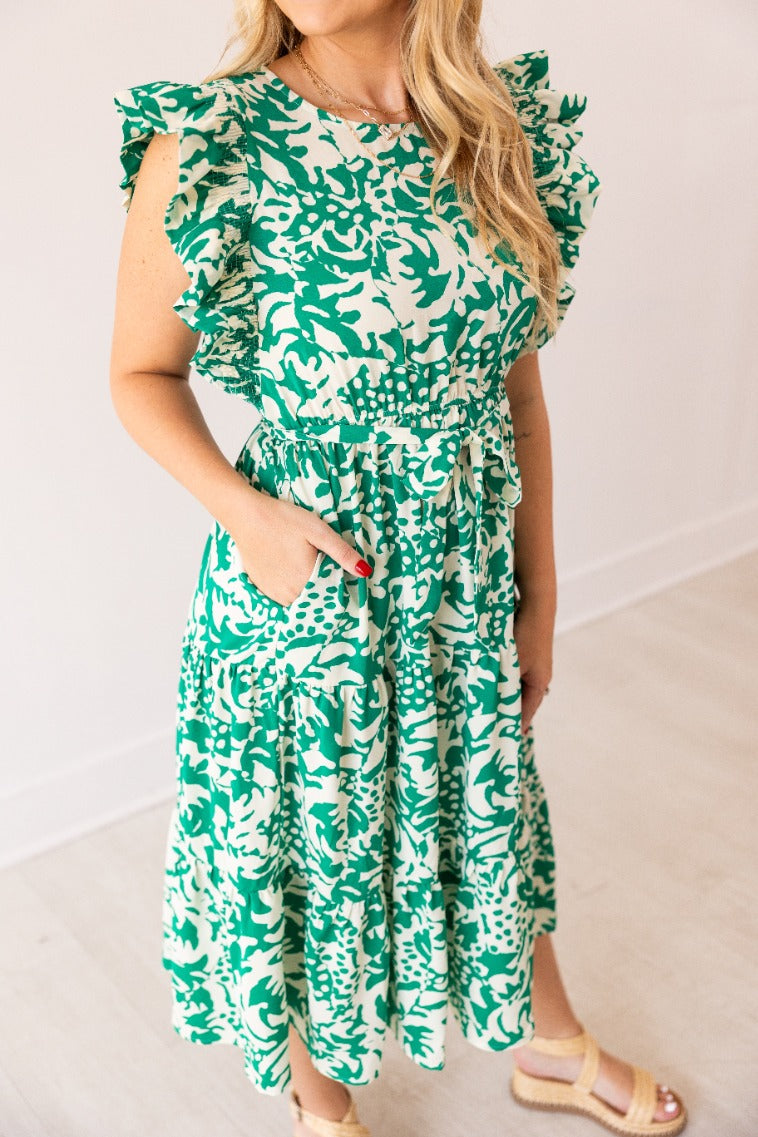 FINAL SALE - The Kinley Dress - Green - *missing button*