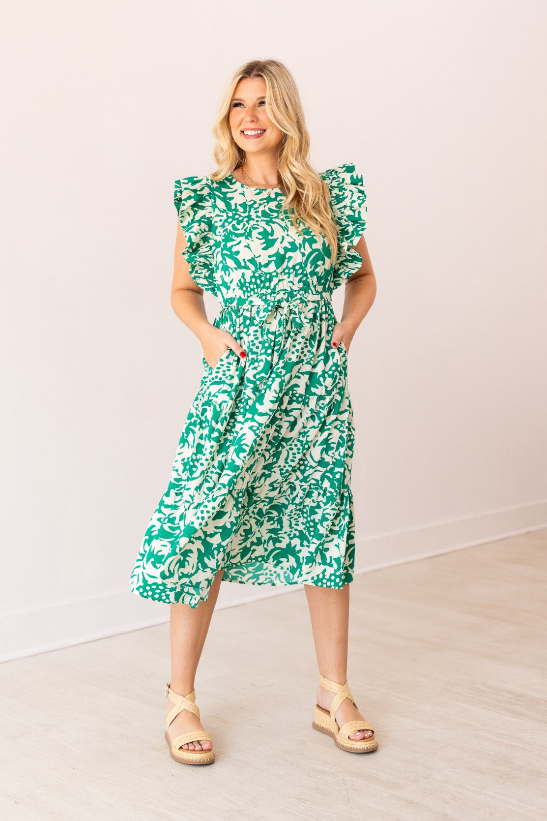 FINAL SALE - The Kinley Dress - Green - *missing button*