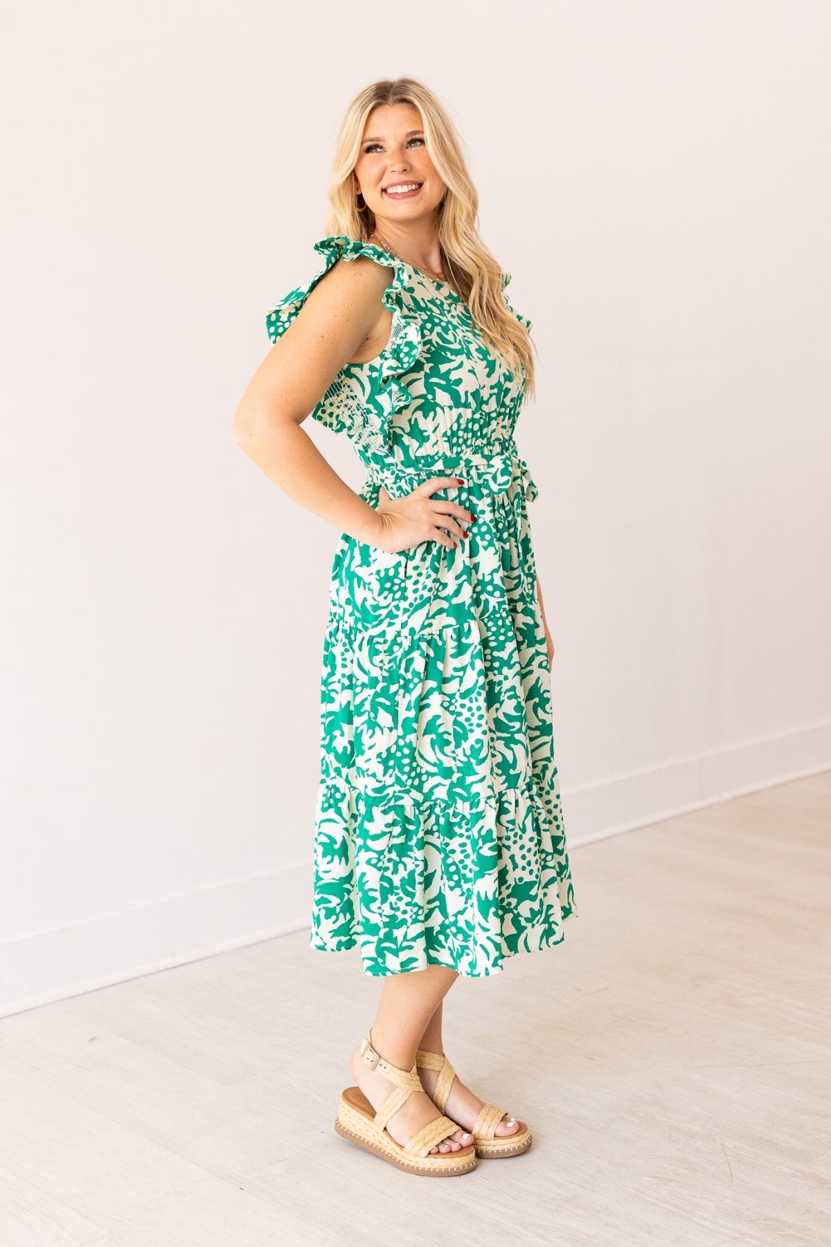 FINAL SALE - The Kinley Dress - Green - *missing button*