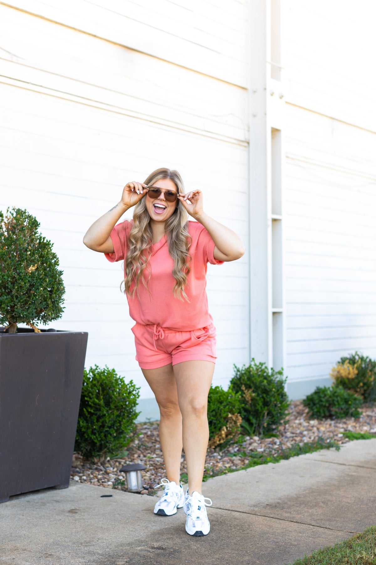 FINAL SALE - The Jane Waffle Knit Shorts - Coral