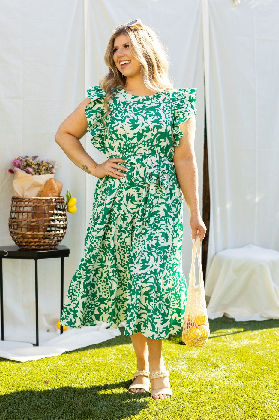 FINAL SALE - The Kinley Dress - Green - *missing button*