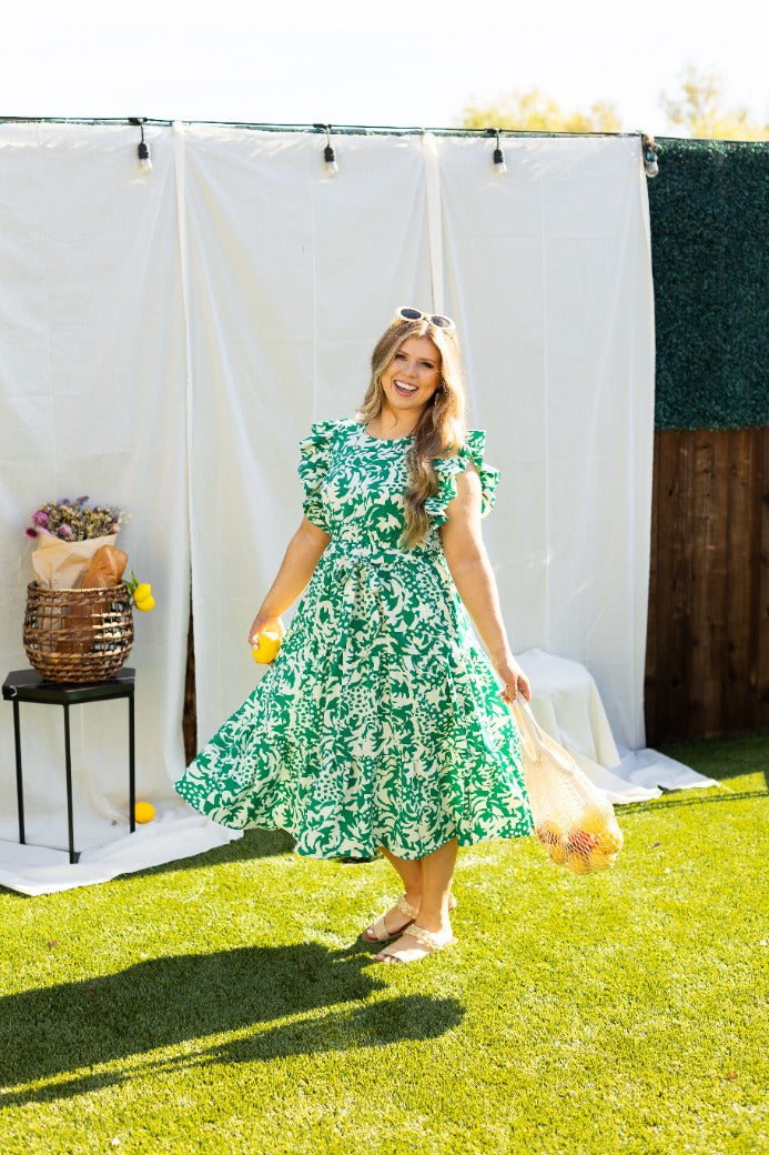 FINAL SALE - The Kinley Dress - Green - *missing button*